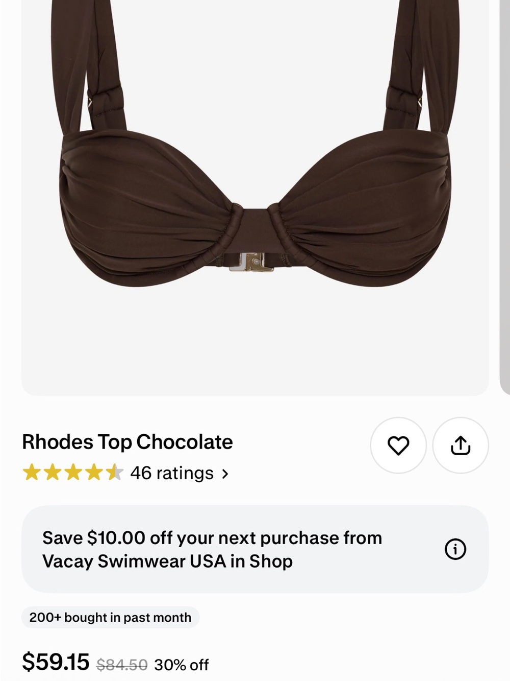 RHODE Chocolate Ruched Bikini Top